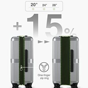 LUGGEX PC Silver Carry On Luggage 22x14x9 Airline Approved with Spinner Wheels - Hard Shell Expandable Suitcase