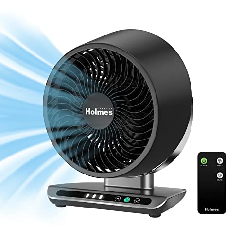 HOLMES Blizzard 8" Air Circulator Digital Fan, 3 Speeds, 90° Adjustable Head Tilt, Capacitive Touch Control, Remote Control, Ideal for Home, Bedroom, Kitchen or Office, Black