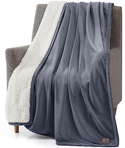 UGG 23854 Bliss Sherpa Fully Reversible Throw Blanket for Couch or Bed Machine Washable Easy Care Soft Plush Luxury Oversized Accent Blankets, 70 x 50-Inch, Imperial