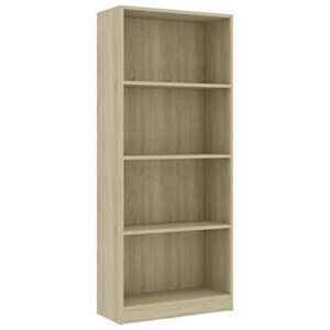 Bopdu 4-Tier Book Cabinet Shelf, Bookshelf Storage Cabinet Office Living Room Storage Organizer Sonoma Oak 23.6"x9.4"x55.9" Engineered Wood