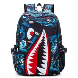 iiozxmi shark kids backpacks fashion multi-functional schoolbag waterproof travel laptop backpack for teens