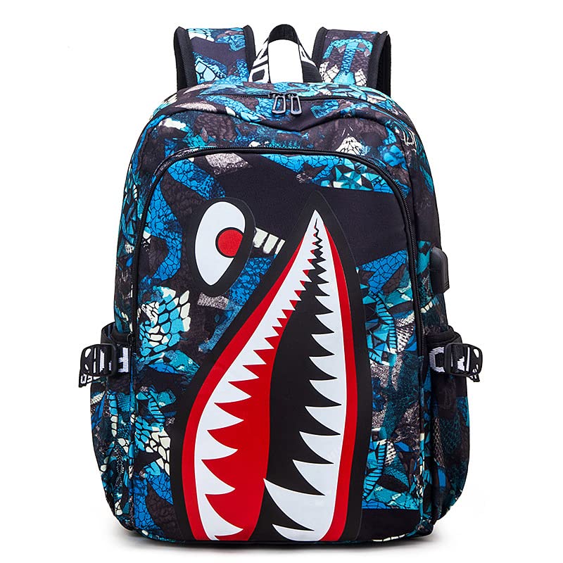 iiozxmi Shark Kids Backpacks Fashion Multi-Functional Schoolbag Waterproof Travel Laptop Backpack for Teens