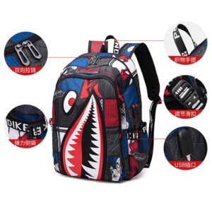 iiozxmi Shark Kids Backpacks Fashion Multi-Functional Schoolbag Waterproof Travel Laptop Backpack for Teens