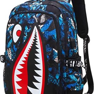 iiozxmi Shark Kids Backpacks Fashion Multi-Functional Schoolbag Waterproof Travel Laptop Backpack for Teens