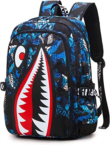 iiozxmi Shark Kids Backpacks Fashion Multi-Functional Schoolbag Waterproof Travel Laptop Backpack for Teens