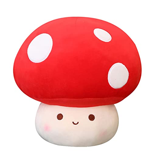 Hofun4U Mushroom Plush Toy, 9 inch Mushroom Shaped Plush Pillow, Smile Mushroom Stuffed Plush, Sofa Car Bed Office Home Decor Kids Adults Birthday Gift (RED)