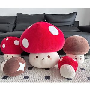 Hofun4U Mushroom Plush Toy, 9 inch Mushroom Shaped Plush Pillow, Smile Mushroom Stuffed Plush, Sofa Car Bed Office Home Decor Kids Adults Birthday Gift (RED)