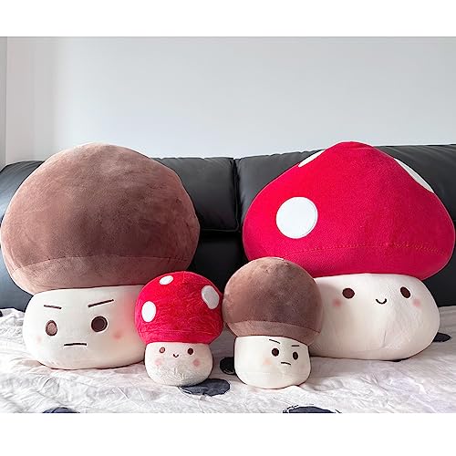 Hofun4U Mushroom Plush Toy, 9 inch Mushroom Shaped Plush Pillow, Smile Mushroom Stuffed Plush, Sofa Car Bed Office Home Decor Kids Adults Birthday Gift (RED)