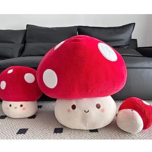 Hofun4U Mushroom Plush Toy, 9 inch Mushroom Shaped Plush Pillow, Smile Mushroom Stuffed Plush, Sofa Car Bed Office Home Decor Kids Adults Birthday Gift (RED)