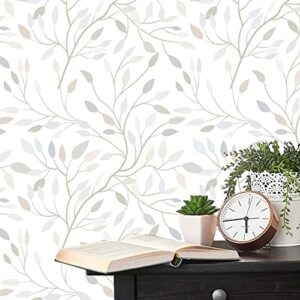 heroad brand boho peel and stick wallpaper leaf contact paper peel and stick floral removable wallpaper self adhesive wallpaper for walls cabinets shelf liner thicken vinyl roll 15.5” x 118”