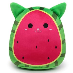 watermelon cat stuffed animal toys for kids，cat plush pillow toy plush pillows squishy watermelon cat plushies - fun fruit pillow and toy cat for kids - hugging plush gifts for kids girlfrien