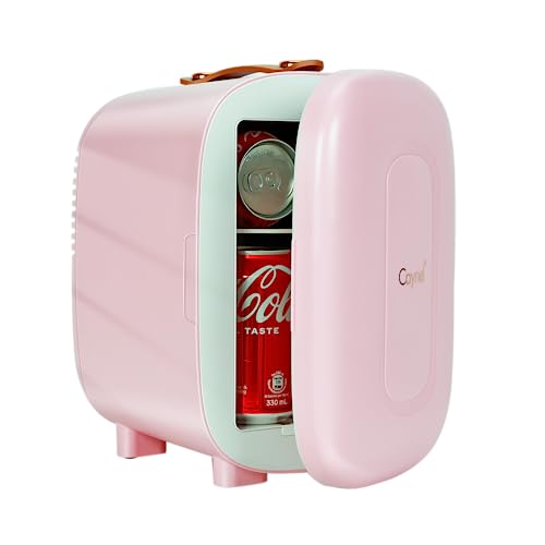 CAYNEL Mini Fridge Portable Thermoelectric 4L/6 Can AC/DC Cooler and Warmer for Skincare,Food,Beverage,Beauty & Makeup small Feidge for Bedroom,Car and Office (Pink)