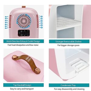 CAYNEL Mini Fridge Portable Thermoelectric 4L/6 Can AC/DC Cooler and Warmer for Skincare,Food,Beverage,Beauty & Makeup small Feidge for Bedroom,Car and Office (Pink)