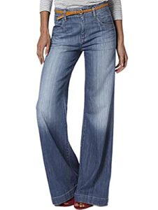 flamingals wide leg jeans for women stretch mid waist baggy jeans boot cut jeans denim pants without belt mid blue xl