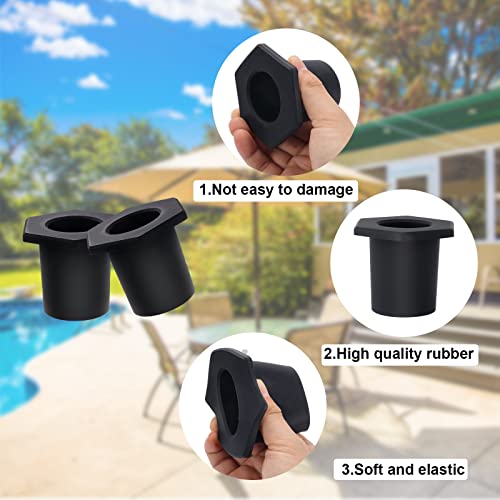 SAVITA 2pcs Table Umbrella Hole Ring, Outdoor Patio Table Umbrella Hole Insert Plug Silicone Umbrella Replacement Parts for 2-2.5 Inch Patio Table Hole, 1.5" Pool Umbrella Adapter (Black)