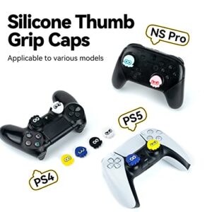 WISHAVEN Thumb Grip Caps Compatible with Playstation 5 Controller, Soft Silicone Thumbsticks Cover Set for Playstation PS5 PS4 and Switch Pro Controllers, 4Pcs - Squid & Octopus (Black&White)