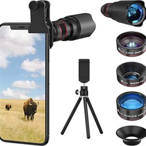 Phone Camera Lens Kit 7 in 1, Selvim 22X Telephoto Lens+235 Fisheye Lens+25X Macro Lens+0.62X Wide Angle Lens, Cell Phone Lens Kits Compatible with iPhone 12 11 10 8 7 6 6s Plus XS XR Samsung Android