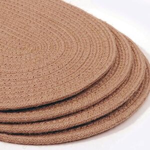 Kosmeey 4 Pack Oval Woven Placemats, Jute Woven Plate Chargers Rattan Woven Placemats 12x16 inches Wicker Placemats Farmhouse Boho Braided Heat Resistant Outdoor Placemats Patio Tablemats for Dinning