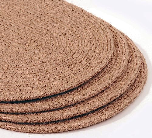 Kosmeey 4 Pack Oval Woven Placemats, Jute Woven Plate Chargers Rattan Woven Placemats 12x16 inches Wicker Placemats Farmhouse Boho Braided Heat Resistant Outdoor Placemats Patio Tablemats for Dinning