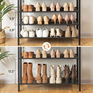 MAHANCRIS 8-Tier Shoe Rack, Large Capacity Shoe Shelf, Shoe Organizer for Closet, Entryway, 28-32 Pairs of Shoes, Stable Sturdy, Shoe Rack with Adjustable Metal Mesh Shelves, Rustic Brown SRHR1801Z