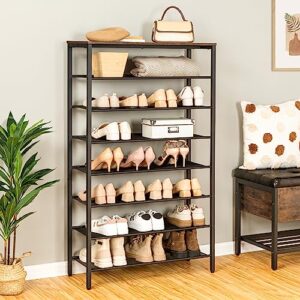 MAHANCRIS 8-Tier Shoe Rack, Large Capacity Shoe Shelf, Shoe Organizer for Closet, Entryway, 28-32 Pairs of Shoes, Stable Sturdy, Shoe Rack with Adjustable Metal Mesh Shelves, Rustic Brown SRHR1801Z