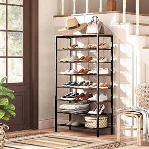 MAHANCRIS 8-Tier Shoe Rack, Large Capacity Shoe Shelf, Shoe Organizer for Closet, Entryway, 28-32 Pairs of Shoes, Stable Sturdy, Shoe Rack with Adjustable Metal Mesh Shelves, Rustic Brown SRHR1801Z