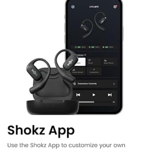 SHOKZ OpenFit - Open-Ear True Wireless Bluetooth Headphones with Microphone, Earbuds with Earhooks, Sweat Resistant, Fast Charging, 28HRS Playtime, Compatible with iPhone & Android