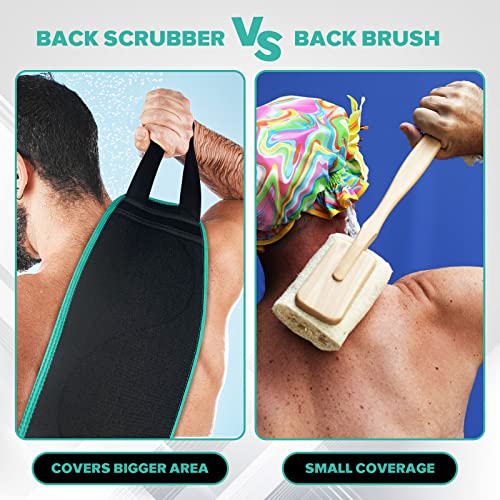 Exfoliating Back Scrubber for Shower - 33" Long with Easy Grip Handles, Dual-Sided, Durable, Deep Clean, Lathers & Massages, Body Wash Compatible, Skin-Friendly, Perfect for Men & Women