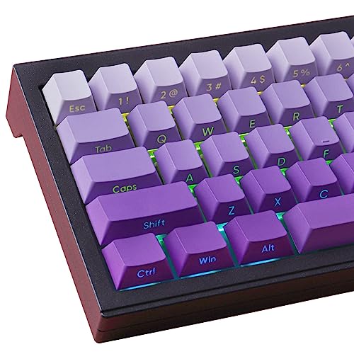 Tsungup PBT Keycaps - Purple Keycaps,135 Keys Cherry Profile Gradient Keycaps Side Print Keycaps Shine Through Custom Keycaps Set for 600% Cherry Gateron MX Switches Mechanical Keyboard