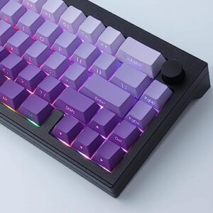 Tsungup PBT Keycaps - Purple Keycaps,135 Keys Cherry Profile Gradient Keycaps Side Print Keycaps Shine Through Custom Keycaps Set for 600% Cherry Gateron MX Switches Mechanical Keyboard