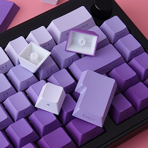 Tsungup PBT Keycaps - Purple Keycaps,135 Keys Cherry Profile Gradient Keycaps Side Print Keycaps Shine Through Custom Keycaps Set for 600% Cherry Gateron MX Switches Mechanical Keyboard