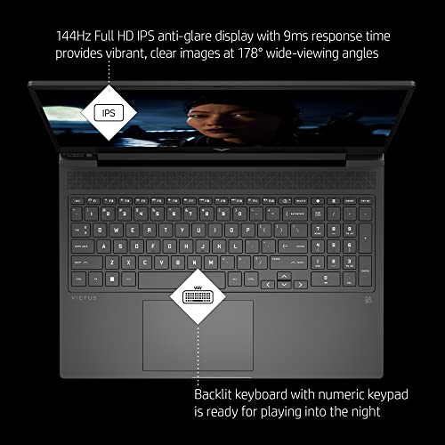 HP Victus 15 Laptop, FHD IPS 144Hz Display, 9ms Response Time, 13th Generation Intel Core i5-13500H, 16 GB RAM, 512 GB SSD, NVIDIA GeForce RTX 4050 GPU (6 GB), Windows 11 Home, 15-fa1010nr (2023)