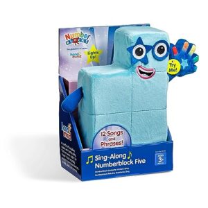 hand2mind sing-along numberblock five, plush singing toys, music playing stuffed animals, musical and light up toys, plush interactive toy figures, cartoon plush toys, imaginative play toys