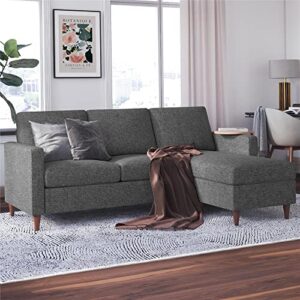 dhp liah reversible sectional sofa with pocket spring cushions, dark gray