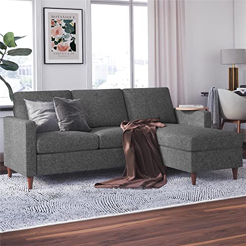 DHP Liah Reversible Sectional Sofa with Pocket Spring Cushions, Dark Gray