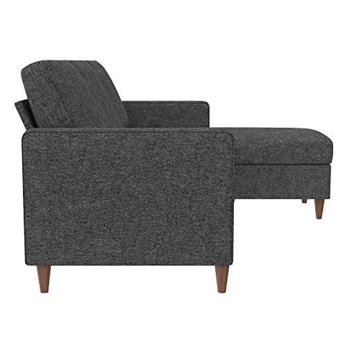 DHP Liah Reversible Sectional Sofa with Pocket Spring Cushions, Dark Gray