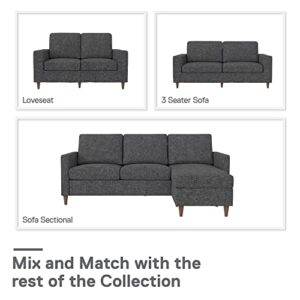 DHP Liah Reversible Sectional Sofa with Pocket Spring Cushions, Dark Gray