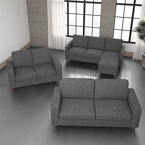 DHP Liah Reversible Sectional Sofa with Pocket Spring Cushions, Dark Gray