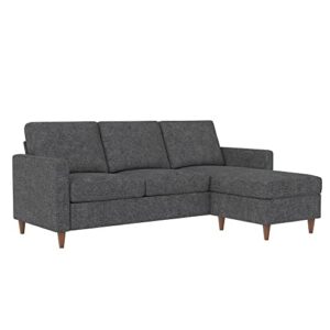 DHP Liah Reversible Sectional Sofa with Pocket Spring Cushions, Dark Gray