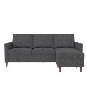 DHP Liah Reversible Sectional Sofa with Pocket Spring Cushions, Dark Gray