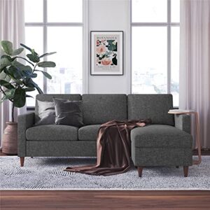 DHP Liah Reversible Sectional Sofa with Pocket Spring Cushions, Dark Gray