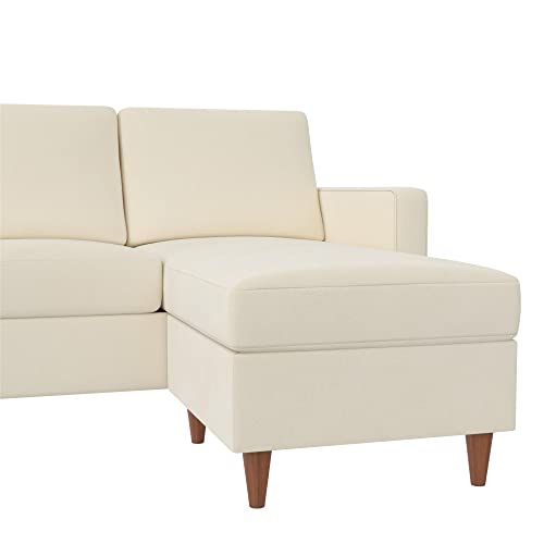 DHP Liah Reversible Sectional Sofa with Pocket Spring Cushions, Ivory