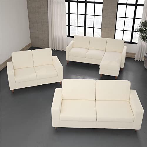 DHP Liah Reversible Sectional Sofa with Pocket Spring Cushions, Ivory