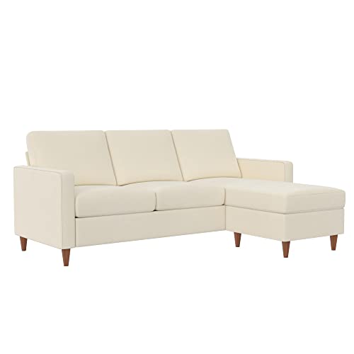 DHP Liah Reversible Sectional Sofa with Pocket Spring Cushions, Ivory