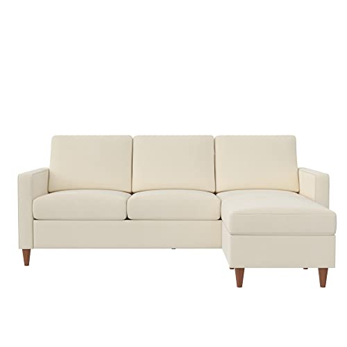 DHP Liah Reversible Sectional Sofa with Pocket Spring Cushions, Ivory