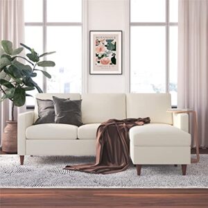 DHP Liah Reversible Sectional Sofa with Pocket Spring Cushions, Ivory