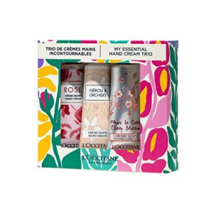l'occitane floral hand cream 3-piece gift set | floral-scented hand creams | with organic shea butter |3 oz