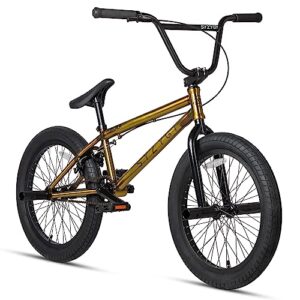 cubsala 20 inch bmx bike freestyle bicycles for 6 7 8 9 10 11 12 13 14 years old boys and beginner riders, gold with black tires