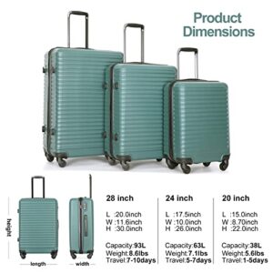 Tripcomp Luggage Sets 3piece Set Hardshell Luggage with Spinner Wheels, TSA Lock, Travel Suitcase Sets, 20 Inch Carry On, 24 Inch Mid-size, 28 Inch Large siutcase (Jasper)