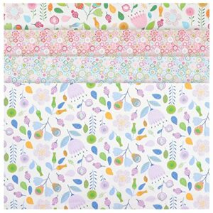 ciieeo 4 sheets of floral cotton fabric flowers quilting cloth spring square patchwork diy crafts strip bundle farmhouse fabric scrap charm packs sewing supplies for home